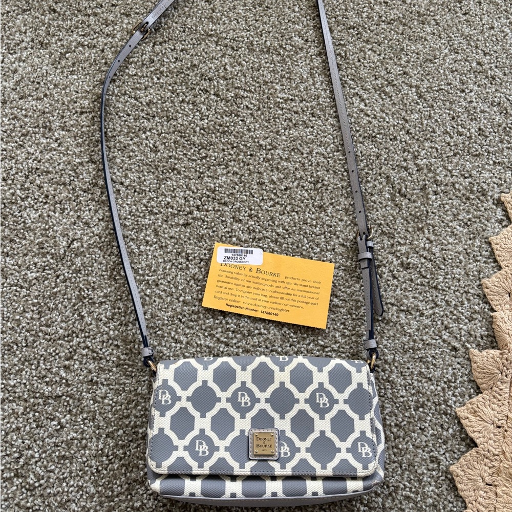 Dooney & Bourke Grey and White Patterned Crossbody Bag